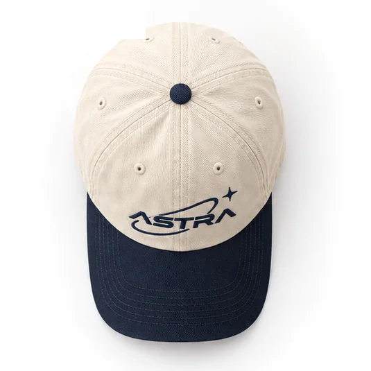 Top view of the Comet cap showing the embroidered orbit logo